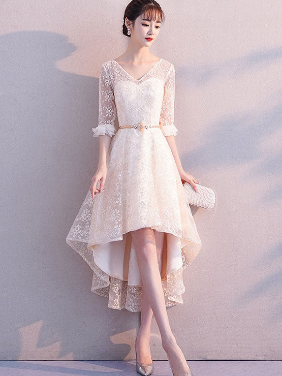 Floral Lace A-Line Wedding Bridesmaid Dress