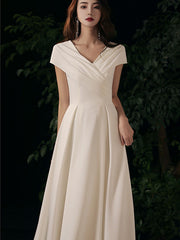 White Wrap V-neck Fit & Flare Formal Dress