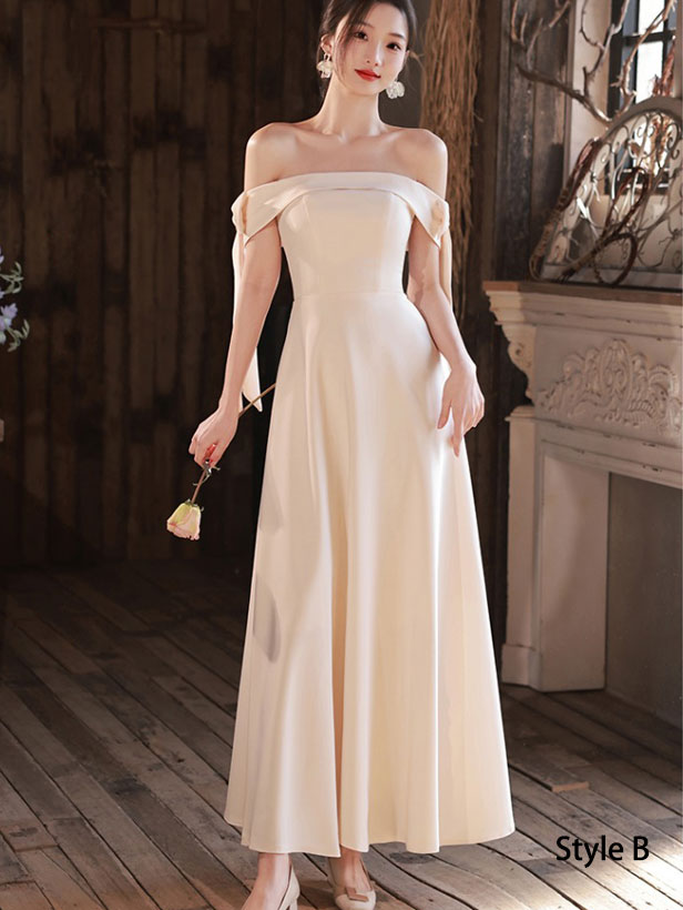Beige Fit & Flare A-Line Bridesmaids Wedding Party Dress