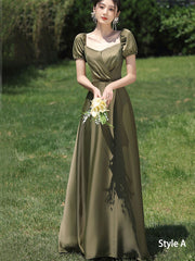 Green Fit & Flare A-Line Bridesmaids Wedding Party Dress