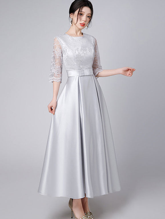Lace Top A-Line Maxi Prom Dress