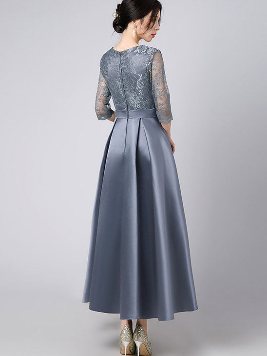 Lace Top A-Line Maxi Prom Dress