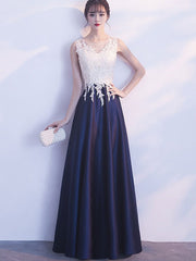 Color Block Lace A-Line Maxi Evening Party Dress