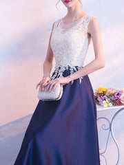 Color Block Lace A-Line Maxi Evening Party Dress