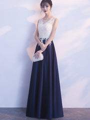 Color Block Lace A-Line Maxi Evening Party Dress