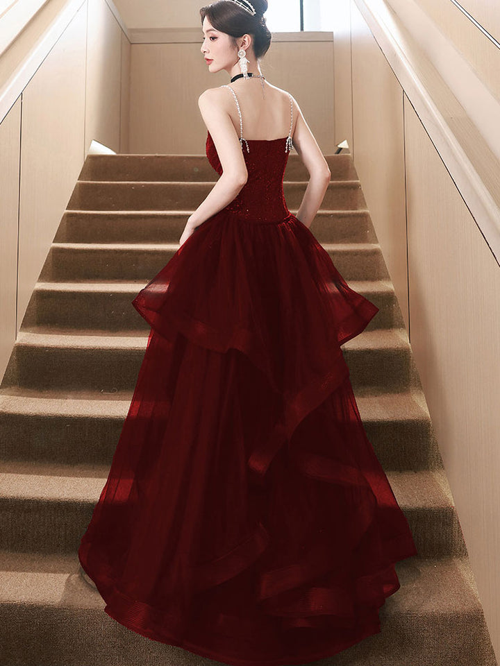 Sequins Spaghetti Strap Thigh Split Prom Dress With Detachable Skirt