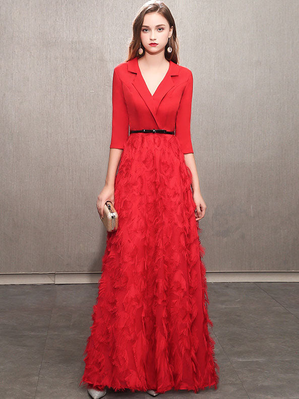 White Black A-Line Half Sleeve Wedding Guest  Prom Dress