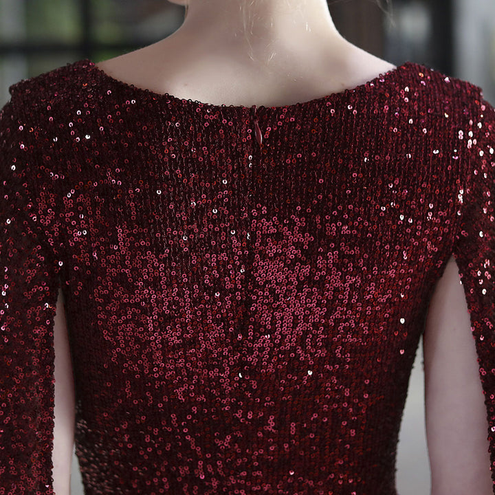 Sequins Flutter Sleeve V-Neck Midi Prom Party Dress