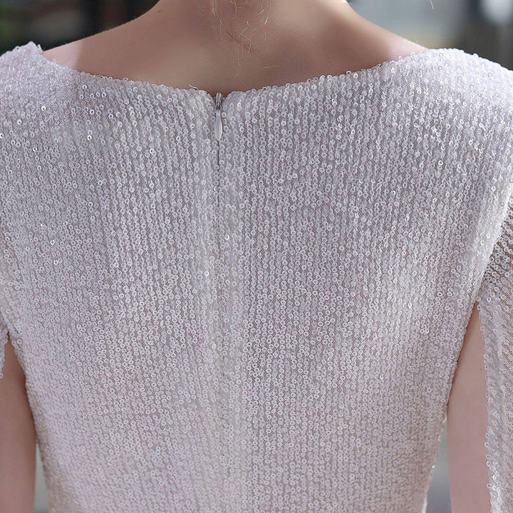 Sequins Flutter Sleeve V-Neck Midi Prom Party Dress