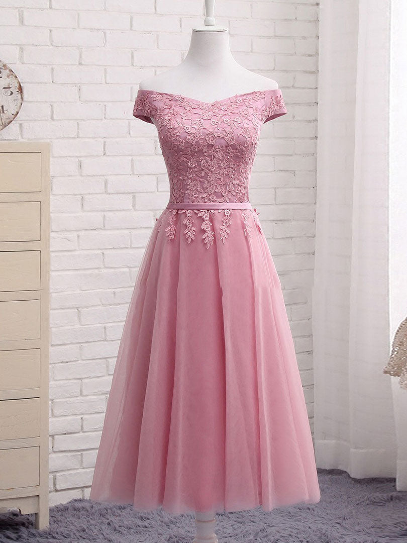 Off Shoulder Bridesmaids Tulle Wedding Party Dress