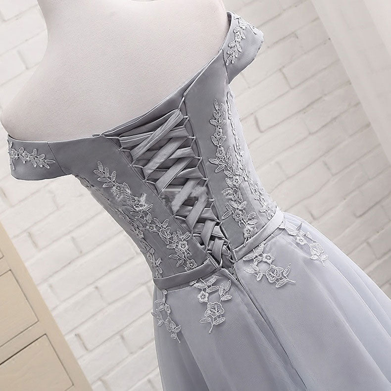 Off Shoulder Bridesmaids Tulle Wedding Party Dress