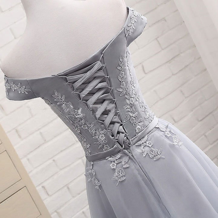 Off Shoulder Bridesmaids Tulle Wedding Party Dress