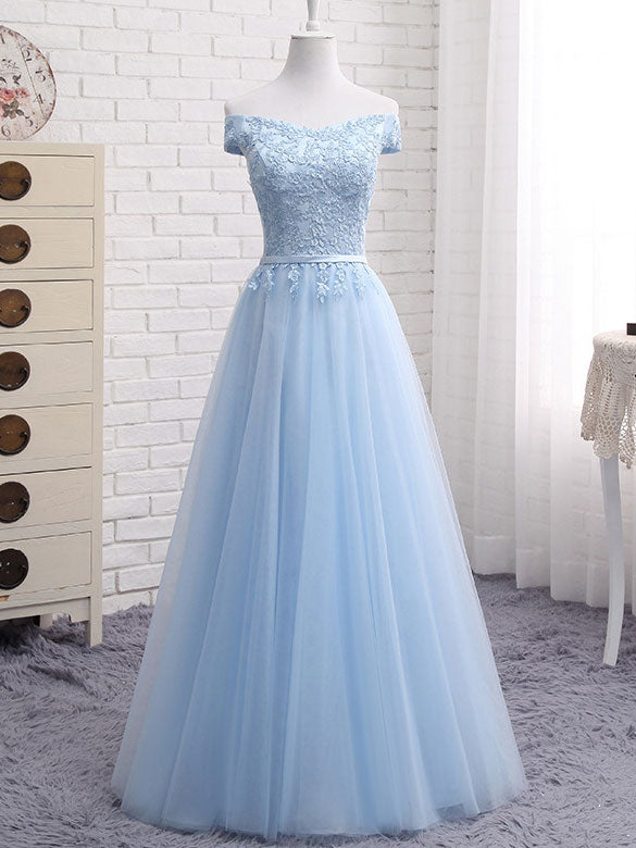 Off Shoulder Bridesmaids Tulle Wedding Party Dress