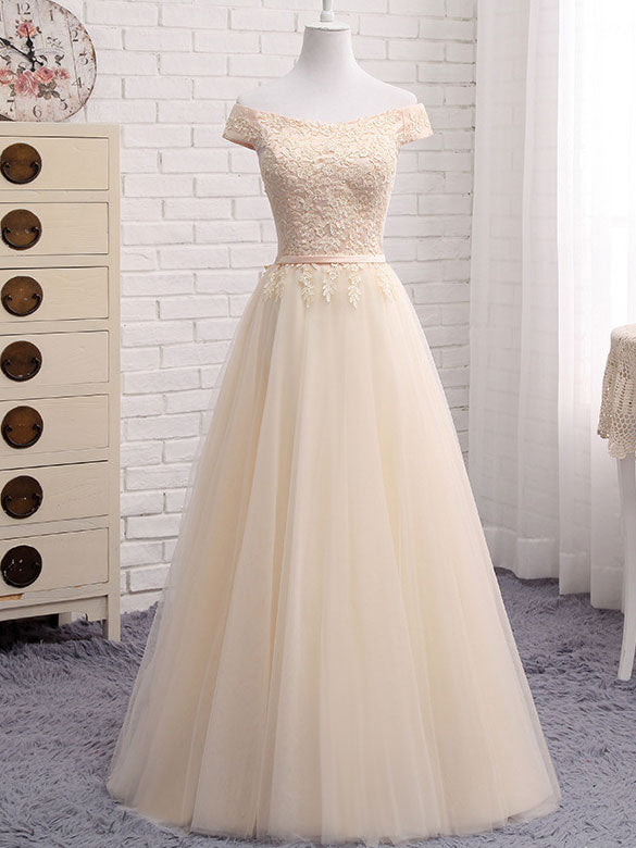 Off Shoulder Bridesmaids Tulle Wedding Party Dress