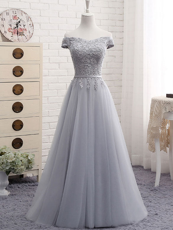Off Shoulder Bridesmaids Tulle Wedding Party Dress
