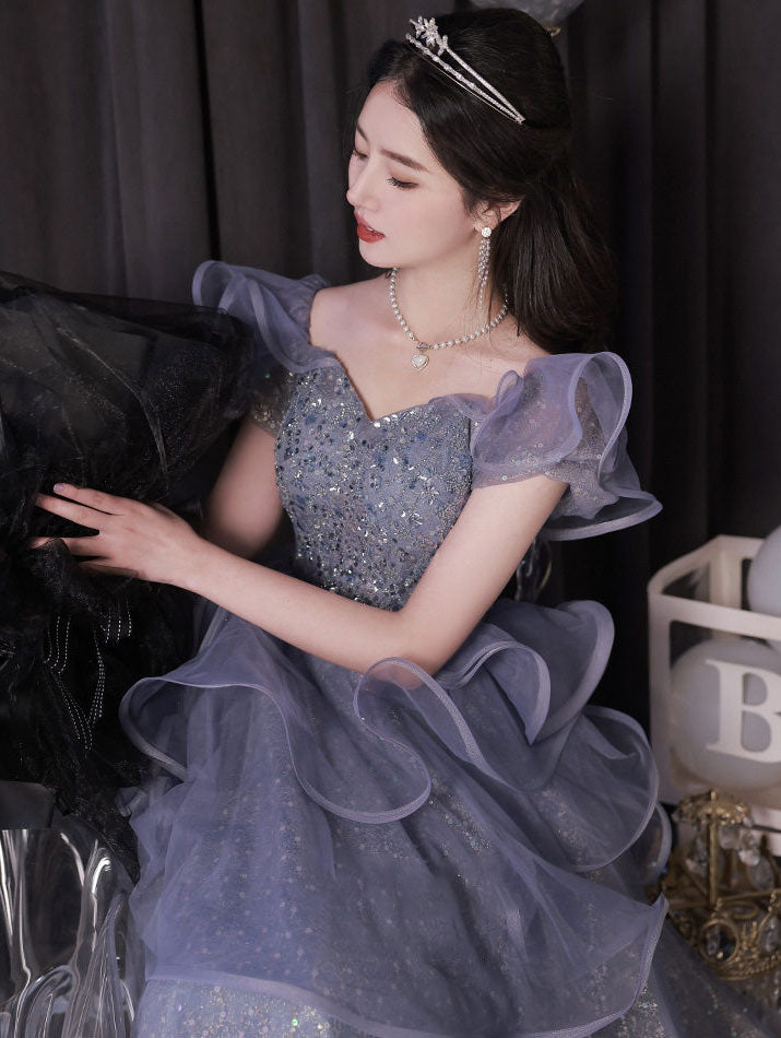 Fairy Shimmer Purple Ruffle Maxi A-Line Birthday Party Dress