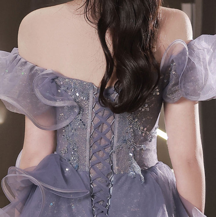 Fairy Shimmer Purple Ruffle Maxi A-Line Birthday Party Dress