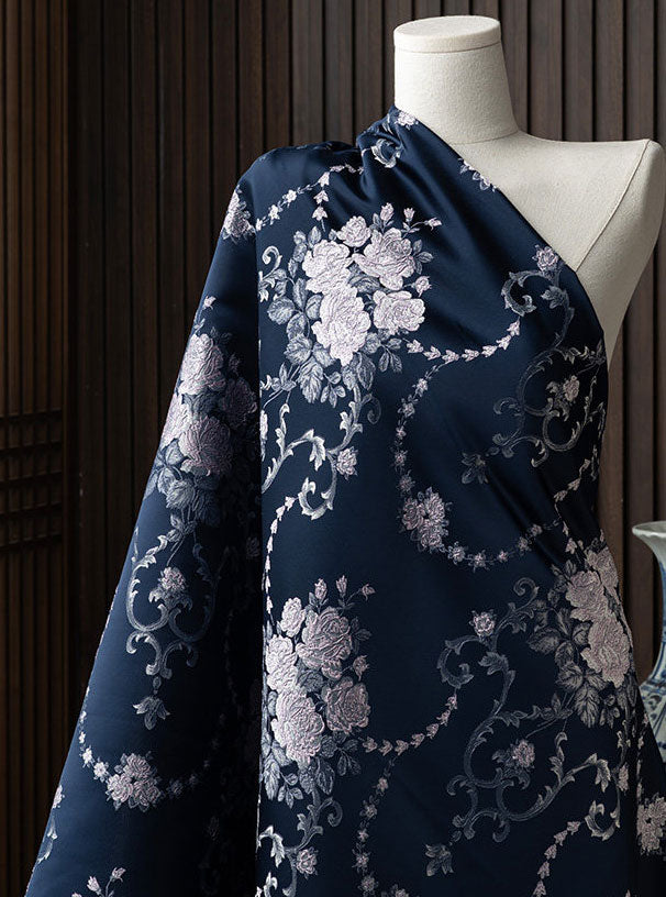 Pink Jacquard Midi Qipao Cheongsam Party Dress for Winter