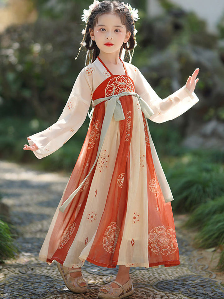 Embroidered Kids Girls Ancient Hanfu Costume Dress 汉服锦瑟
