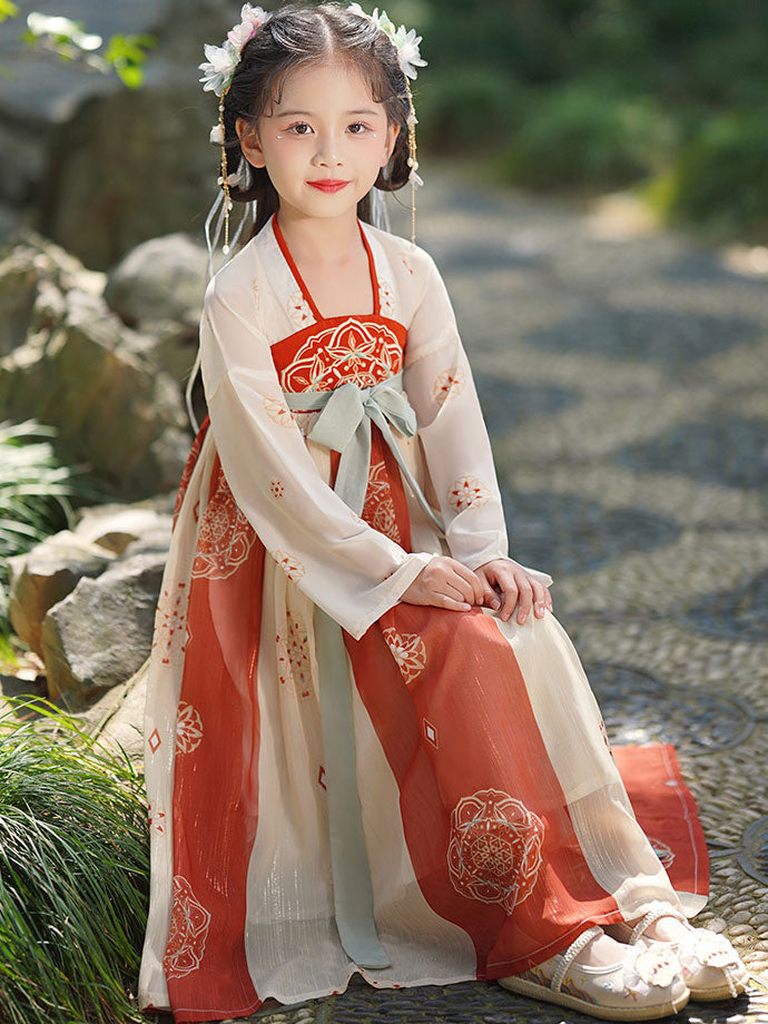 Embroidered Kids Girls Ancient Hanfu Costume Dress 汉服锦瑟