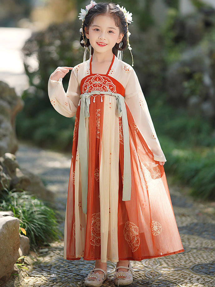 Embroidered Kids Girls Ancient Hanfu Costume Dress 汉服锦瑟
