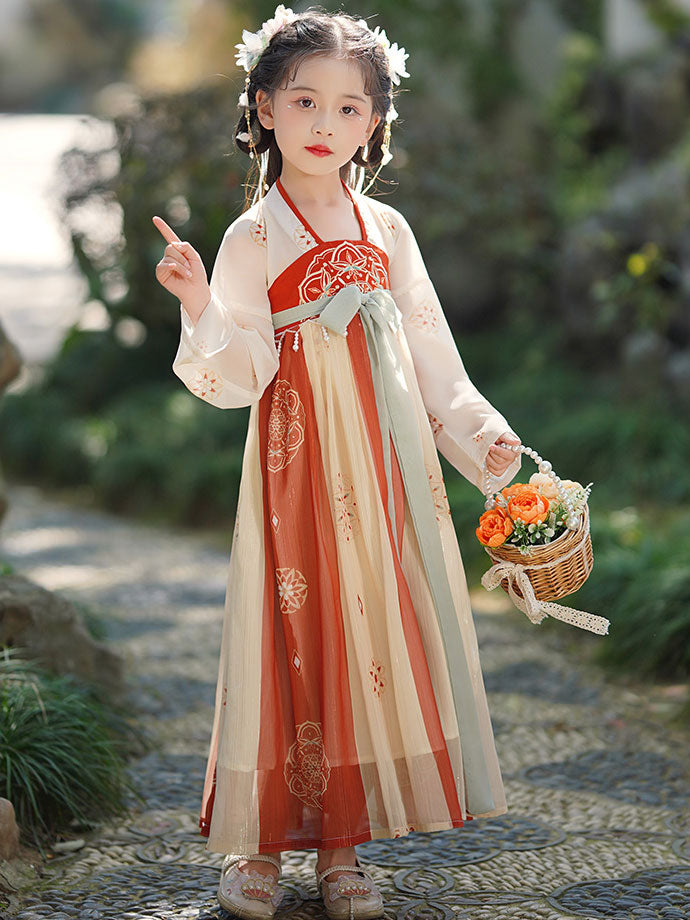 Embroidered Kids Girls Ancient Hanfu Costume Dress 汉服锦瑟