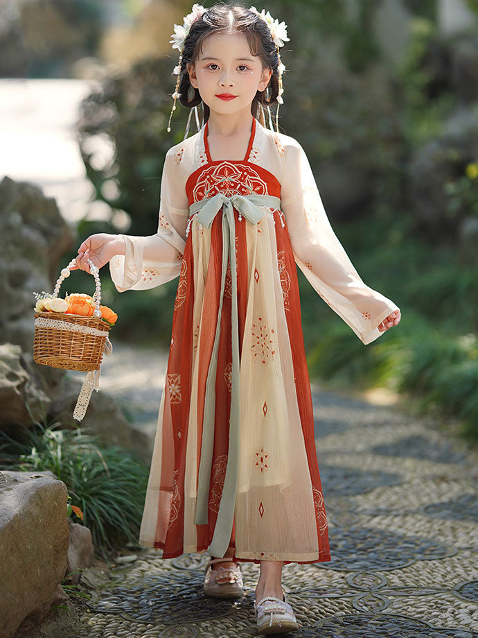 Embroidered Kids Girls Ancient Hanfu Costume Dress 汉服锦瑟