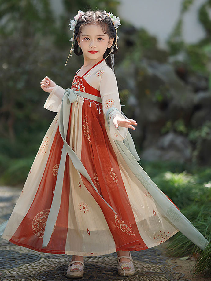 Embroidered Kids Girls Ancient Hanfu Costume Dress 汉服锦瑟