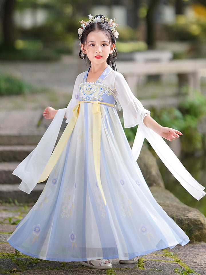 Pink Embroidered Kids Girls Ancient Hanfu 汉服 Costume Dress