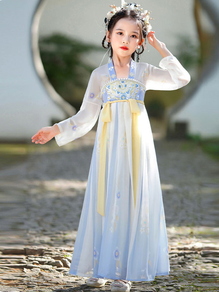 Pink Embroidered Kids Girls Ancient Hanfu 汉服 Costume Dress