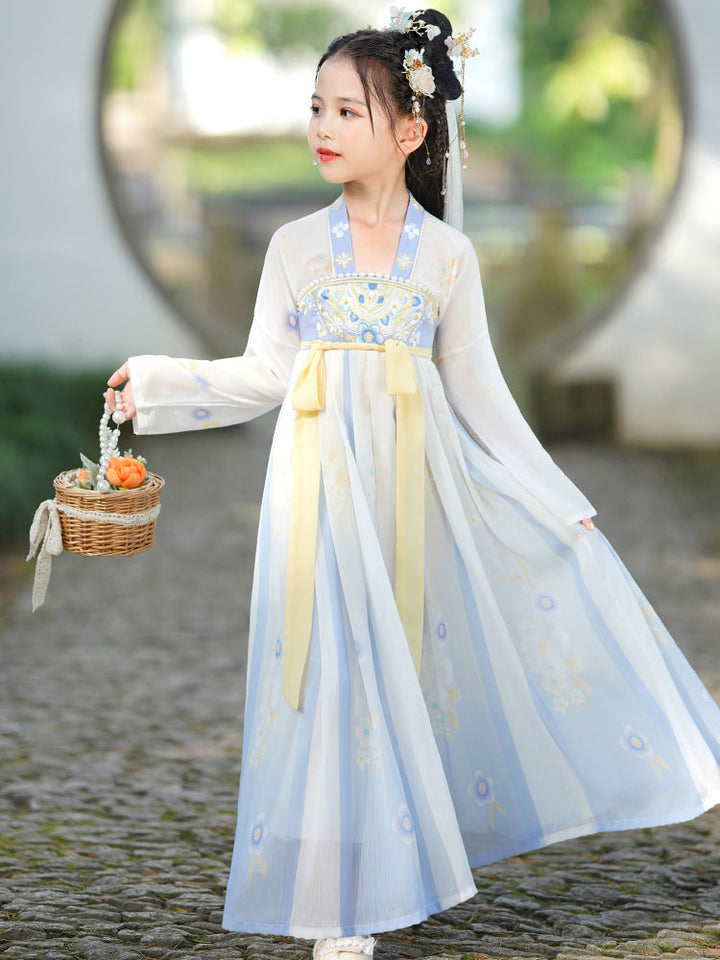 Pink Embroidered Kids Girls Ancient Hanfu 汉服 Costume Dress