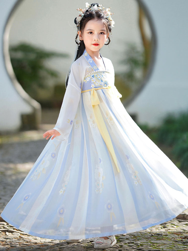 Pink Embroidered Kids Girls Ancient Hanfu 汉服 Costume Dress
