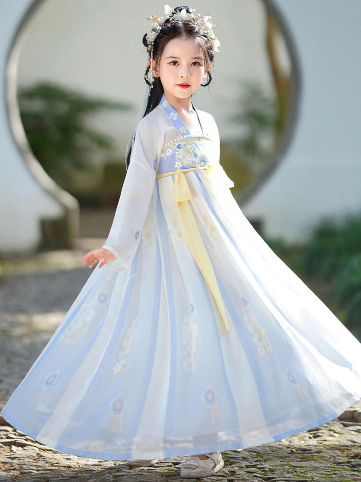 Pink Embroidered Kids Girls Ancient Hanfu 汉服 Costume Dress