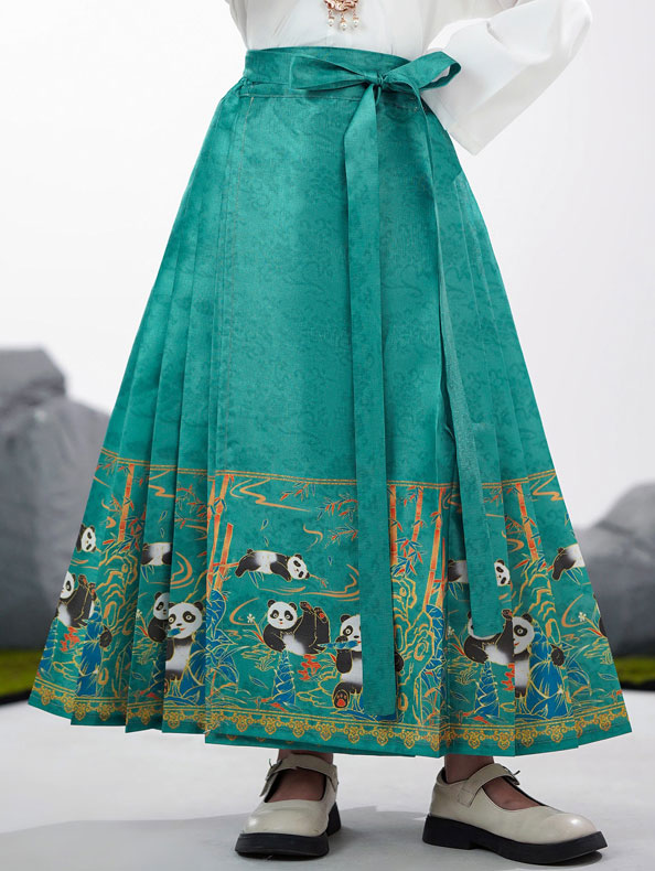 2 Pieces Kids Girls Ancient Hanfu Green Horse Face Skirt Costume Dress