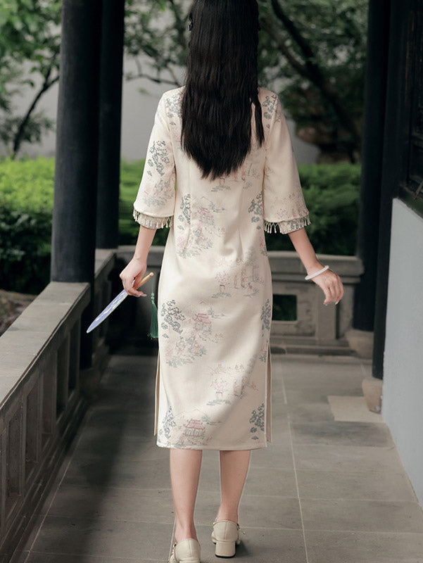 Mom Daughter Matching Winter Suede Qipao Cheongsam Dress