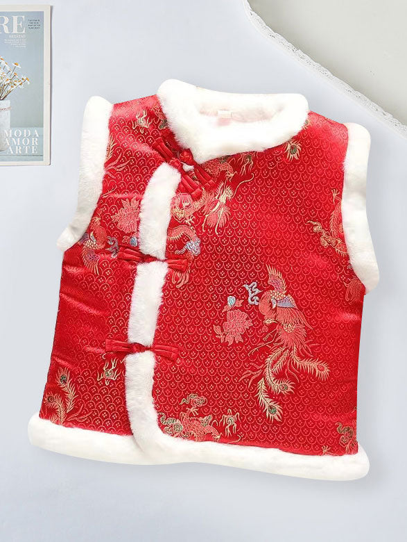 Chinese Traditional Tang Fleece New Year Vest Coat