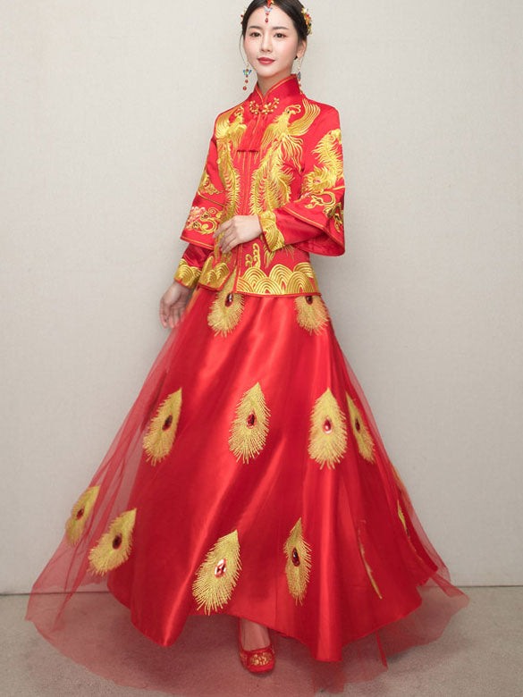 Clearance Phoenix Wedding Qun Kwa Jacket & Tulle Skirt