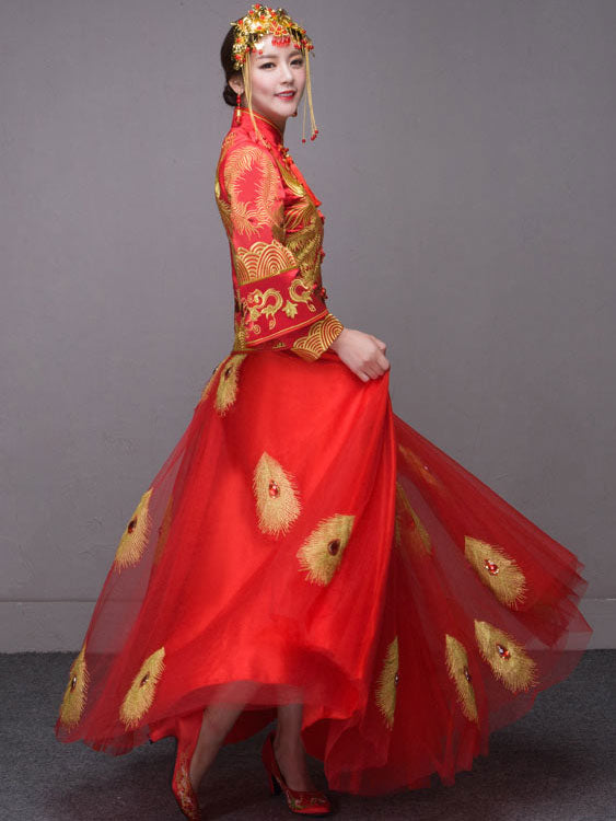 Clearance Phoenix Wedding Qun Kwa Jacket & Tulle Skirt