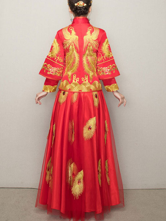 Clearance Phoenix Wedding Qun Kwa Jacket & Tulle Skirt