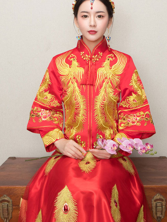 Clearance Phoenix Wedding Qun Kwa Jacket & Tulle Skirt