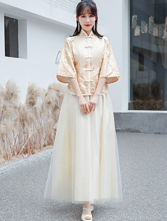 Pink Gray Bridesmaid Wedding Xiu He Qun Kwa