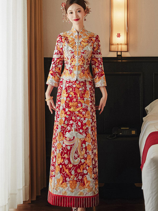 Wedding Wufu Qun Kwa with Dragon & Phoenix Embroidery