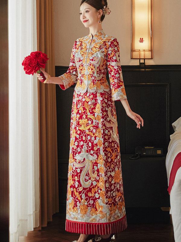 Wedding Wufu Qun Kwa with Dragon & Phoenix Embroidery