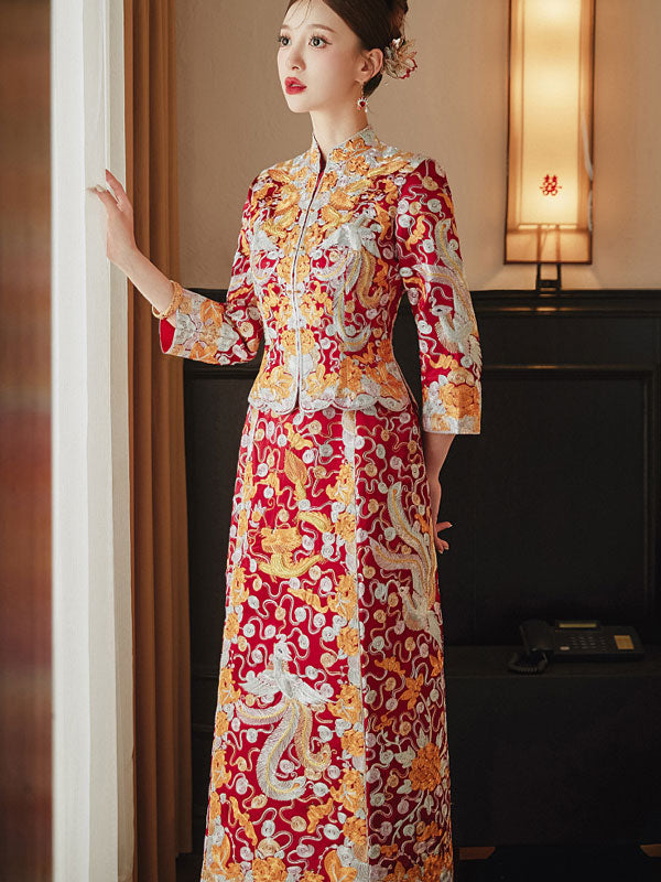 Wedding Wufu Qun Kwa with Dragon & Phoenix Embroidery