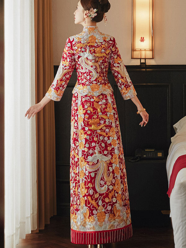 Wedding Wufu Qun Kwa with Dragon & Phoenix Embroidery