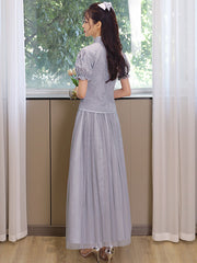 2 Pieces Pink Gray Bridesmaids Wedding Qun Kwa Dress