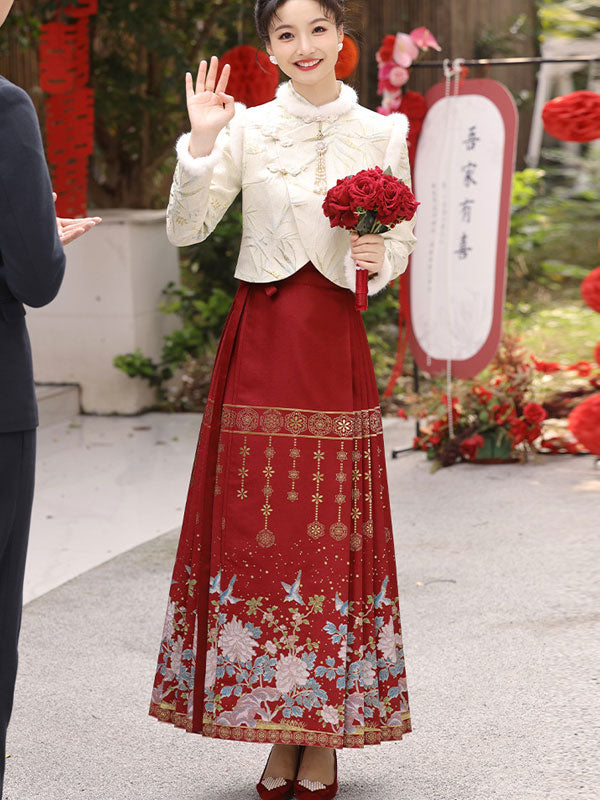 Traditional Embroidered Chinese Wedding Bride Floral Xiuhe Hanfu