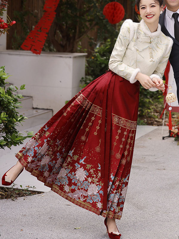 Traditional Embroidered Chinese Wedding Bride Floral Xiuhe Hanfu