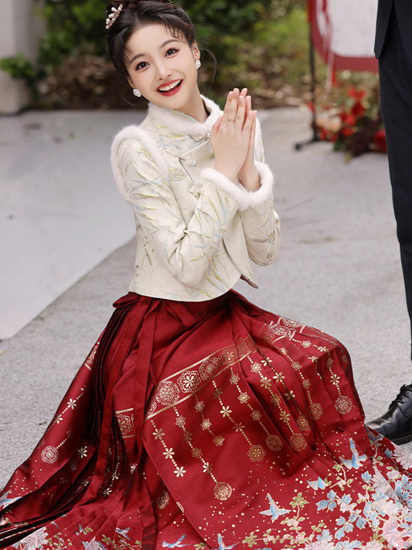 Traditional Embroidered Chinese Wedding Bride Floral Xiuhe Hanfu
