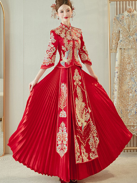 2024 Embroidered Phoenix Shawl Wedding Groom Bride QunKwa